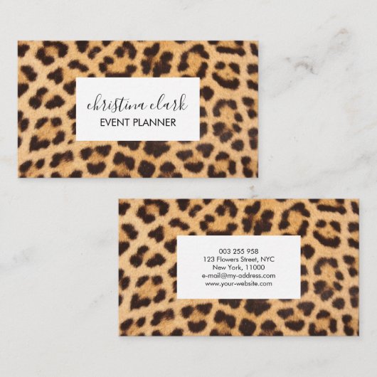 Leopard Print Animal Pattern Aangepast aangepast Visitekaartje (Voorkant / Achterkant)
