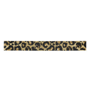 Leopard Print Animal Print Gold Glitter Satijnen Lint