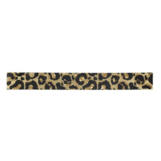 Leopard Print Animal Print Gold Glitter Satijnen Lint (Voorkant)