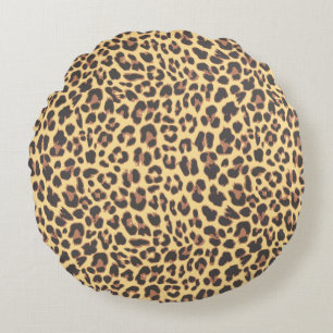 Leopard Print Animal Skin Patroon Rond Kussen