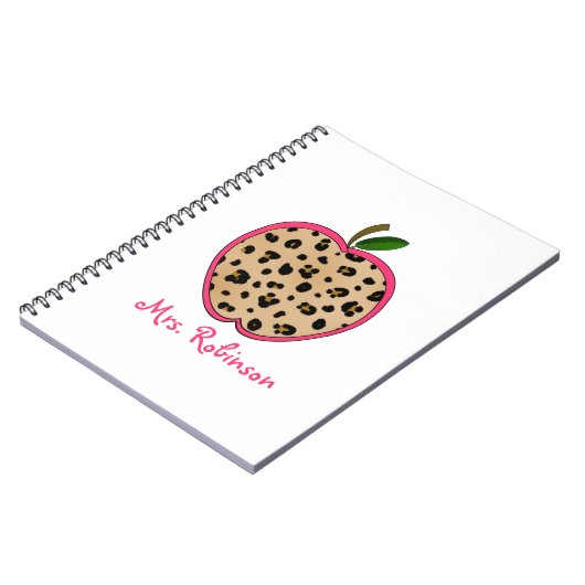 Leopard Print Apple Spiral notebook voor leraren Notitieboek (Linkerzijde)