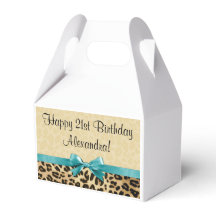 Leopard print Aqua Blue Bow Girls Birthday