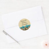Leopard print Aqua Blue Bow Girls Birthday Ronde Sticker (Envelop)