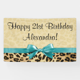 Leopard print Aqua Blue Bow Girls Birthday Spandoek