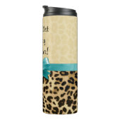 Leopard print Aqua Blue Bow Girls Birthday Thermosbeker (Geroteerd rechts)