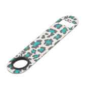 Leopard Print Aqua, grijs, wit Speed Flessenopener (Voorkant Gekanteld)