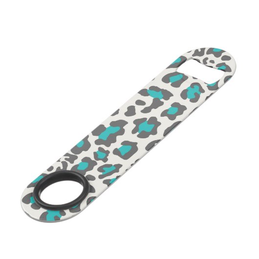 Leopard Print Aqua, grijs, wit Speed Flessenopener (Voorkant Gekanteld)