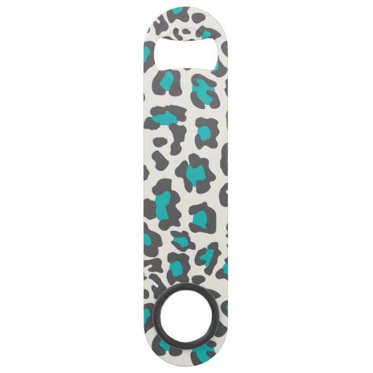 Leopard Print Aqua, grijs, wit Speed Flessenopener (Achterkant)