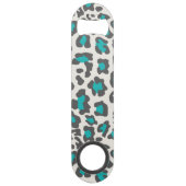 Leopard Print Aqua, grijs, wit Speed Flessenopener (Voorkant)