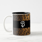 Leopard Print B monogram initiaal koopwaar Tweekleurige Koffiemok (Links)