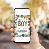 Leopard print Baby shower Kaart