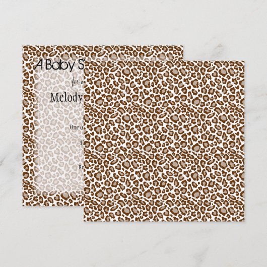 Leopard Print Baby shower nodigt uit Kaart (Voorkant / Achterkant)