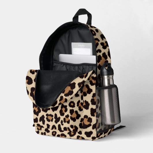 Leopard Print Backpack - Wild Style Bag Bedrukte Rugzak (Achterkan Hoek Rechts (Open))
