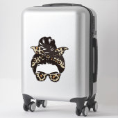 Leopard Print Bandana en bril Messy Bun Sticker (Koffer)