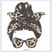 Leopard Print Bandana en bril Messy Bun Sticker (Vel)