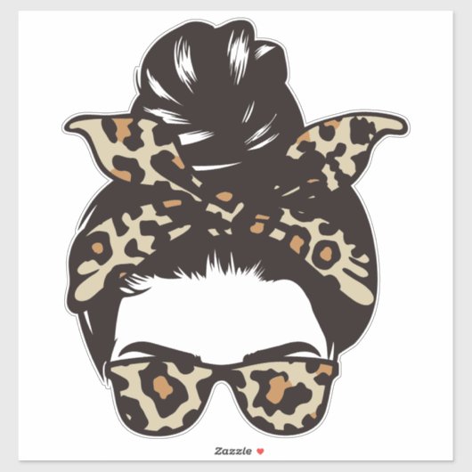 Leopard Print Bandana en bril Messy Bun Sticker (Vel)
