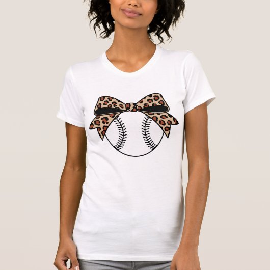 Leopard Print Baseball Bow | Trendy Sports Design T-shirt (Voorkant)