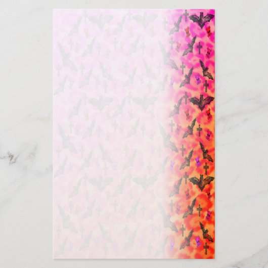 Leopard Print Bats Skulls Roze Sinaasappel Briefpapier (Voorkant)