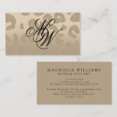 Leopard Print Beige Monogram Visitekaartje (Voorkant / Achterkant)