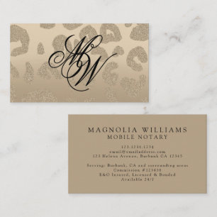 Leopard Print Beige Monogram Visitekaartje