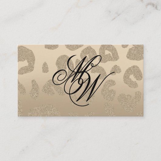 Leopard Print Beige Monogram Visitekaartje (Voorkant)