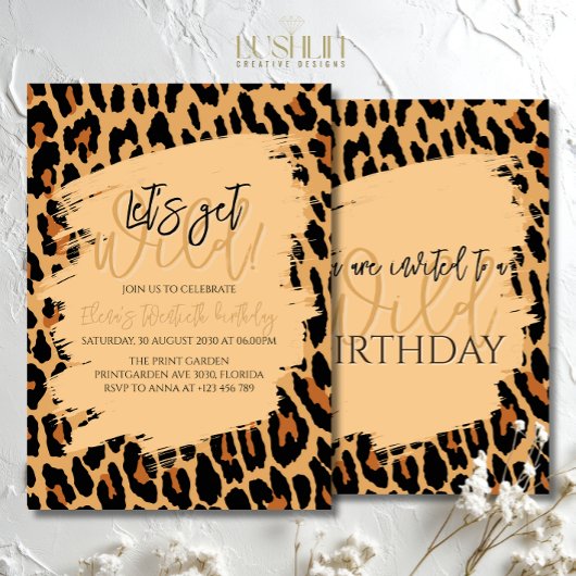Leopard Print Birthday Stylish Animal Print Party Kaart
