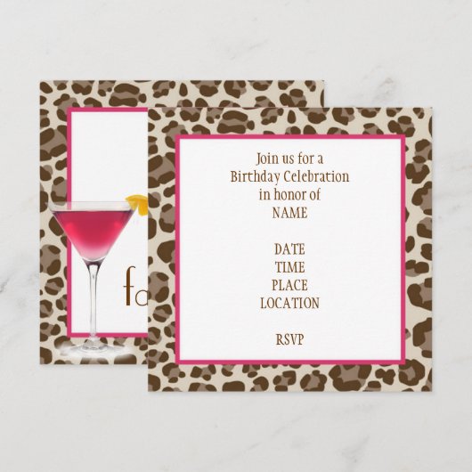 Leopard Print Birthday Uitnodiging (Voorkant / Achterkant)