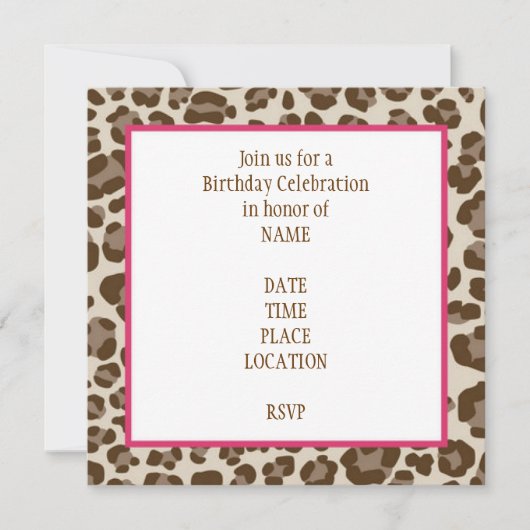 Leopard Print Birthday Uitnodiging (Voorkant)
