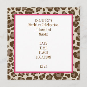 Leopard Print Birthday Uitnodiging
