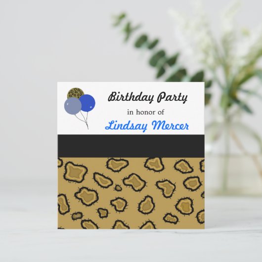 Leopard Print Birthday Uitnodiging (Staand voorkant)