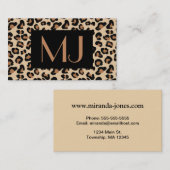 Leopard Print, Black, Brown, Rust and Tan Business Visitekaartje (Voorkant / Achterkant)