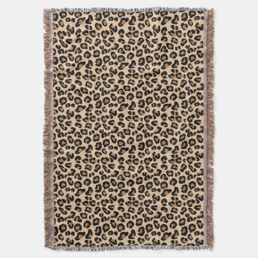 Leopard Print, Black, Brown, Rust en Tan Deken (Voorkant Verticaal)