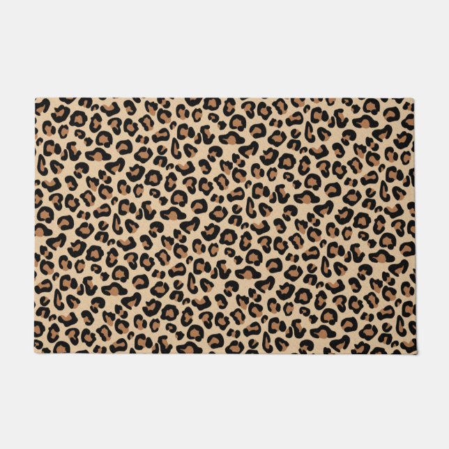 Leopard Print, Black, Brown, Rust en Tan Deurmat (Voorkant)