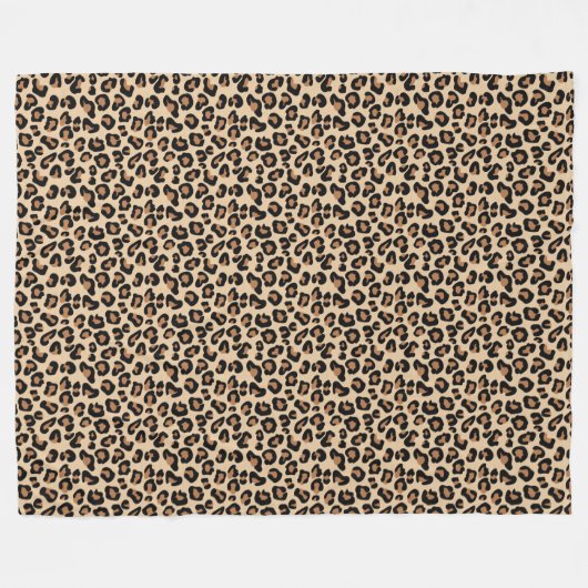 Leopard Print, Black, Brown, Rust en Tan Fleece Deken (Voorkant (Horizontaal))