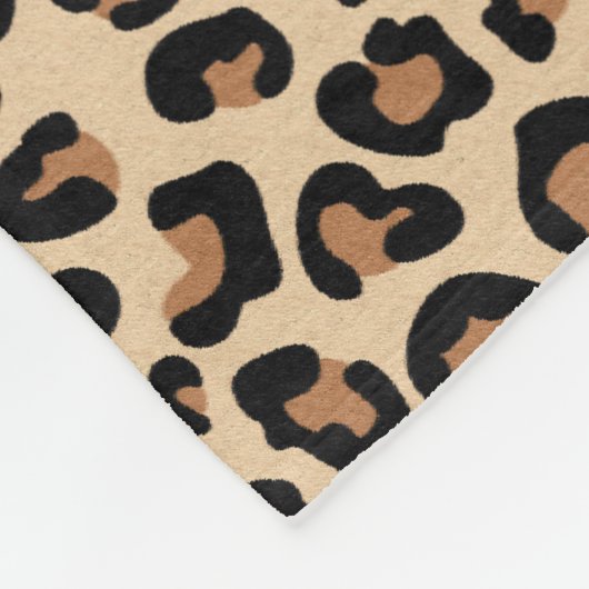 Leopard Print, Black, Brown, Rust en Tan Fleece Deken (Hoek)
