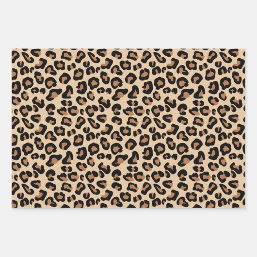 Leopard Print, Black, Brown, Rust en Tan Inpakpapier Vel (Voorkant 3)