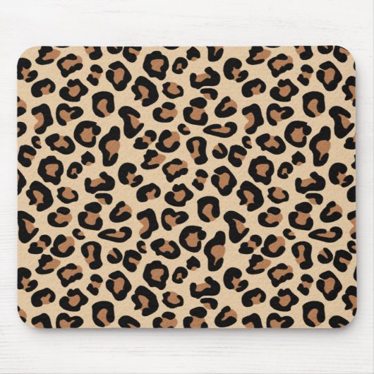 Leopard Print, Black, Brown, Rust en Tan Muismat (Voorkant)