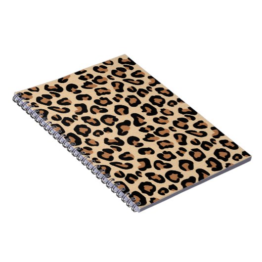 Leopard Print, Black, Brown, Rust en Tan Notitieboek (Rechterzijde)