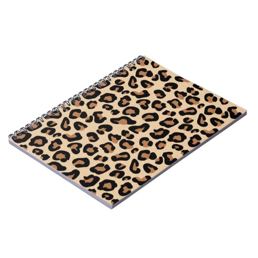 Leopard Print, Black, Brown, Rust en Tan Notitieboek (Linkerzijde)