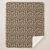Leopard Print, Black, Brown, Rust en Tan Sherpa Deken (Voorkant)