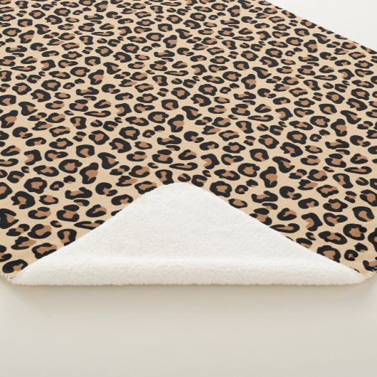 Leopard Print, Black, Brown, Rust en Tan Sherpa Deken (3/4)