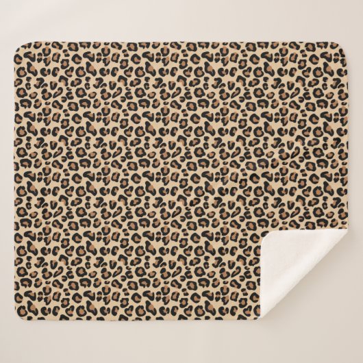 Leopard Print, Black, Brown, Rust en Tan Sherpa Deken (Voorkant (horizontaal))