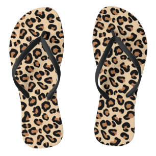 Leopard Print, Black, Brown, Rust en Tan Teenslippers
