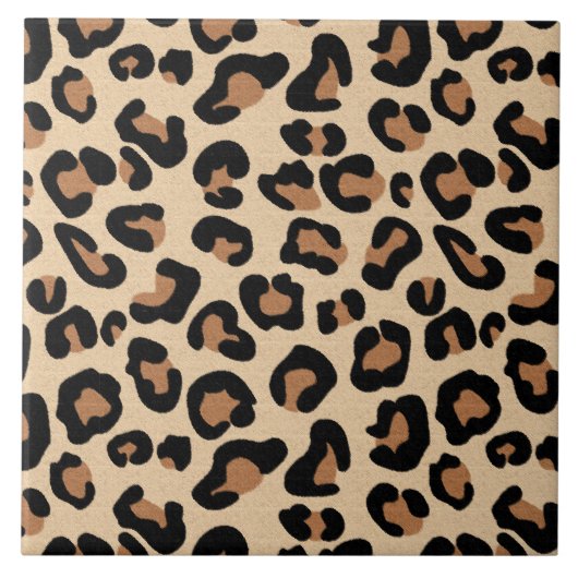 Leopard Print, Black, Brown, Rust en Tan Tegeltje (Voorkant)