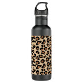 Leopard Print, Black, Brown, Rust en Tan Waterfles (Voorkant)