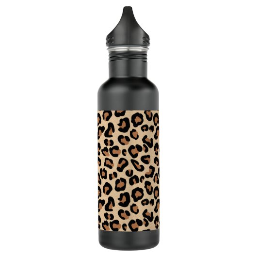 Leopard Print, Black, Brown, Rust en Tan Waterfles (Links)
