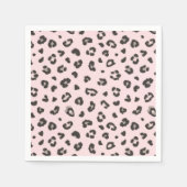 Leopard Print Black en Grey op Roze Papier Napkin Servet (Voorkant)