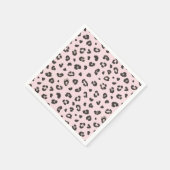Leopard Print Black en Grey op Roze Papier Napkin Servet (Hoek)