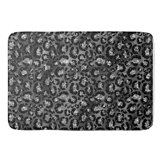 Leopard Print Black en Silver Grey Badmat (Voorkant)