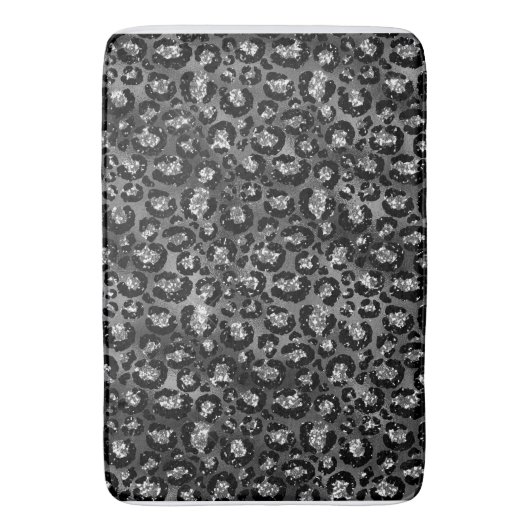 Leopard Print Black en Silver Grey Badmat (Voorkant Verticaal)